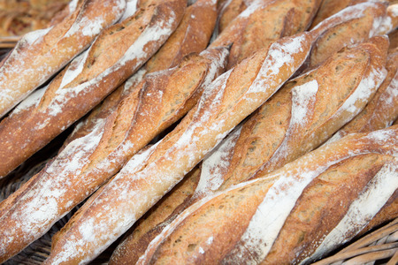 Tasty Crusty Baguettes Background Breadの写真素材