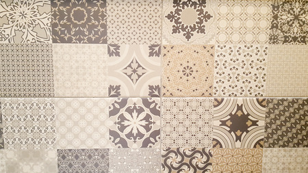 abstract old tile mosaic home decorative art oil paint wall tiles pattern in oriental style design...