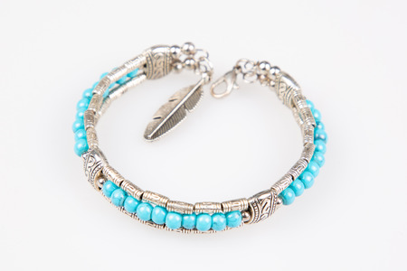 Jewelry Silver blue bracelet with semiprecious stoneの写真素材