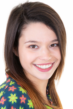 Beautiful woman with long dark brunette hairの写真素材