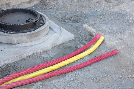 carriageway work road workers repair the roadの写真素材