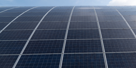 round modern solar panels in sunlight