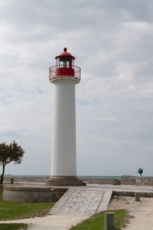 Phare de Saint Martin is lighthouse in the Ile de Re island in Franceの写真素材