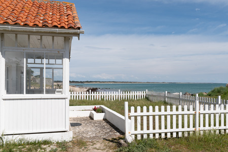 white Beach house sunrise in cap ferret gironde Franceの写真素材