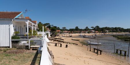 Coastline of Arcachon bay in France web template panoramic header bannerの写真素材