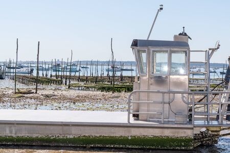 oyster aluminum boat at Cap Ferret in Franceの写真素材