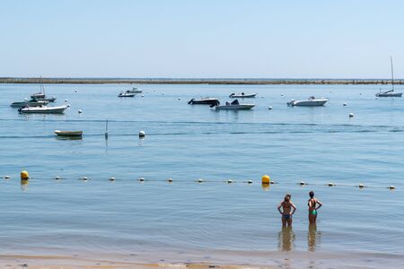 Coastline sand beach in Herbe village on Arcachon bay in France