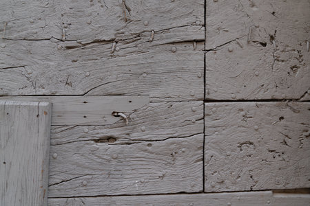 horizontal wooden plank weathered wood backgroundのeditorial素材