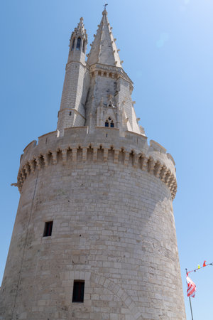 La Rochelle tour de la lanterne in France and blue sky summerのeditorial素材