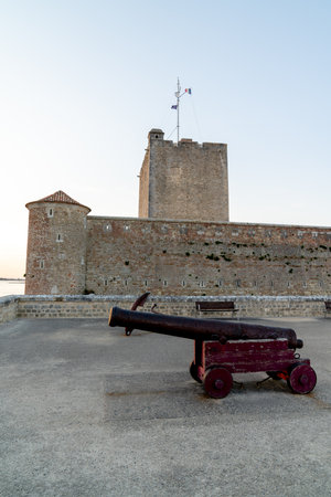 ancient old cannon gun front of Fortress Vauban in Fouras Charente-Maritime Franceのeditorial素材