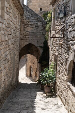 little alley in the streets of Lacoste in Provence Franceの写真素材