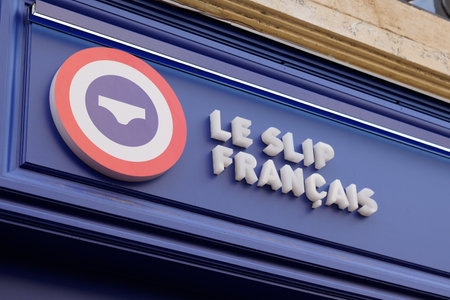 Bordeaux , Aquitaine / France - 09 18 2019 : store logo of Le Slip Francais means french briefs sign shopのeditorial素材