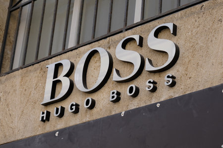 Bordeaux , Aquitaine / France - 09 18 2019 : Hugo Boss shop sign store German luxury fashionのeditorial素材