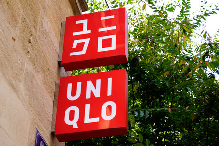 Bordeaux , Aquitaine / France - 09 18 2019 : uniqlo shop sign store Japanese casual wear designer manufacturer retailerのeditorial素材