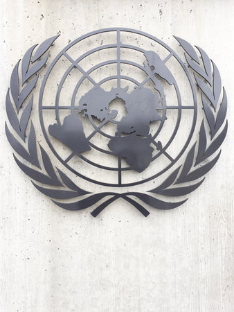 logo sign wall in Geneva United Nationsのeditorial素材