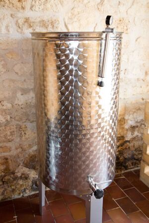 Steel tank barrel for wine fermentation in winemaker factory