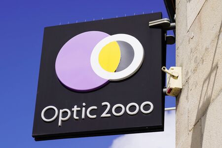 Bordeaux , Aquitaine / France - 09 24 2019 : shop sign Optic 2000 store french Optician glasses