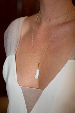 neck chain necklace gathering of the bride necklineの写真素材
