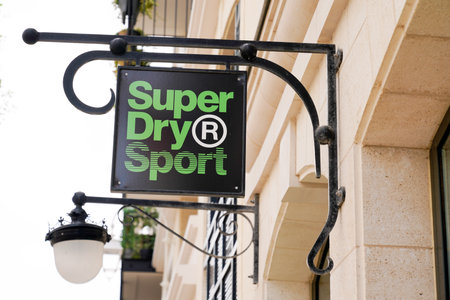 Arcachon , Aquitaine / France - 10 08 2019 : Superdry store sign shop UK britain brand clothing companyのeditorial素材