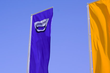 Bordeaux , Aquitaine / France - 10 02 2019 : sign flag Dacia car dealership store logo automotive manufacturerのeditorial素材