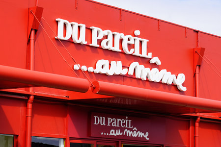 Bordeaux , Aquitaine / France - 09 24 2019 : red facade sign shop Du Pareil Au Meme logo store Du Pareil Au MÃªme DPAM French chain of Fashion retailersのeditorial素材