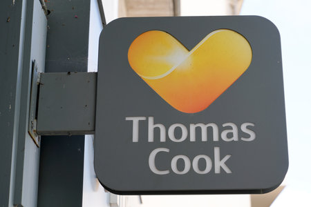 Bordeaux , Aquitaine / France - 09 24 2019 : Thomas cook shop sign store british travel agencies logoのeditorial素材