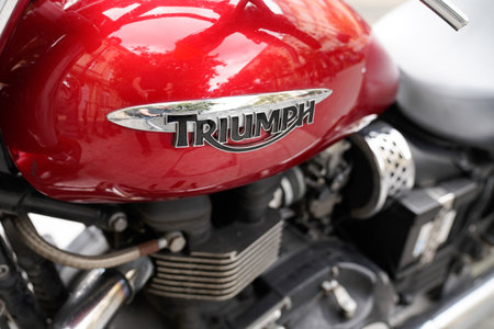 Bordeaux , Aquitaine / France - 10 10 2019 : triumph bike detail sign logoのeditorial素材