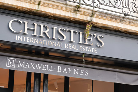 Bordeaux , Aquitaine / France - 10 17 2019 : Christie`s International Real Estate sign store logo on boutique Christies shopのeditorial素材