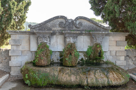 typical fountain medieval building village of Lourmarin provence Franceのeditorial素材