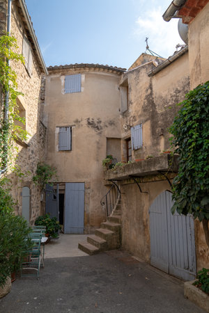 Lourmarin village France historic street in Franceのeditorial素材