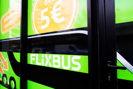 Bordeaux , Aquitaine / France - 10 17 2019 : shop sign Flixbus bus German brand which offers intercity bus service in Europe from Munich Germanyのeditorial素材