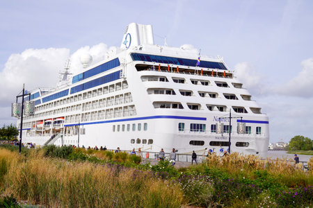 Bordeaux , Aquitaine / France - 10 17 2019 : Nautica Oceania Cruises Boat travel luxury cruise shipのeditorial素材