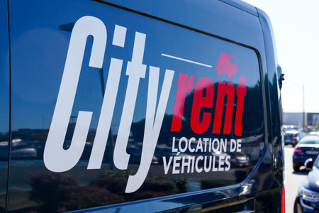 Bordeaux , Aquitaine / France - 10 17 2019 : cityrent Enterprise logo on van rental trucks city Rent...