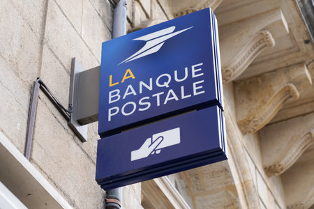 Bordeaux , Aquitaine / France - 10 16 2019 : La Banque Postale sign store office French bank post shopのeditorial素材