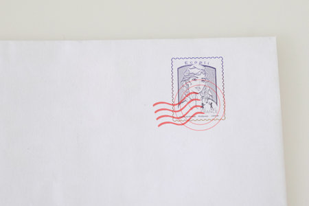 Bordeaux , Aquitaine / France - 10 15 2019 : envelope with a grey stamp in Franceのeditorial素材
