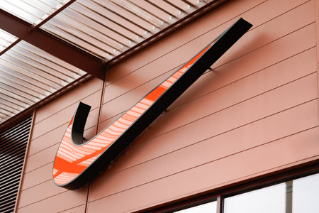 Bordeaux , Aquitaine / France - 10 16 2019 : Nike logo Store shop front sign orangeのeditorial素材