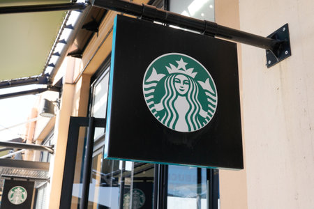 Bordeaux , Aquitaine / France - 10 15 2019 : Starbucks Coffee Exterior store logo sign restaurant shopのeditorial素材