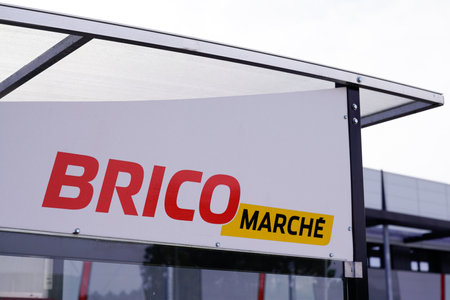 Bordeaux , Aquitaine / France - 10 23 2019 : Logo of bricomarche Super store Intermarche brand of general commercial French supermarketのeditorial素材