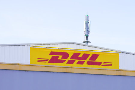 Bordeaux , Aquitaine / France - 10 25 2019 : facade store DHL distribution center sign officeのeditorial素材