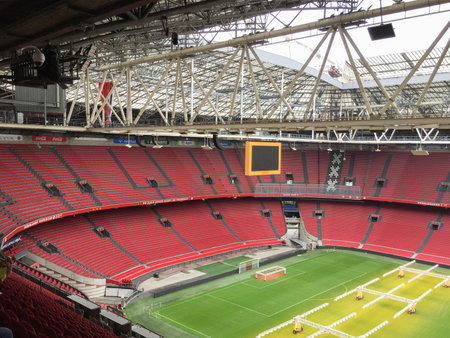 Amsterdam / Netherlands - 10 25 2018 : soccer team Ajax Amsterdam football stadium Arenaのeditorial素材