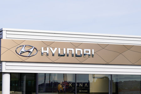 Bordeaux , Aquitaine / France - 10 27 2019 : Hyundai sign logo car dealership store building automobile korean shopのeditorial素材