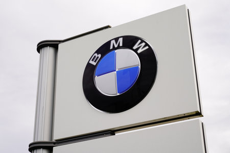 Bordeaux , Aquitaine / France - 10 27 2019 : Logo store pole car BMW dealership sign shopのeditorial素材