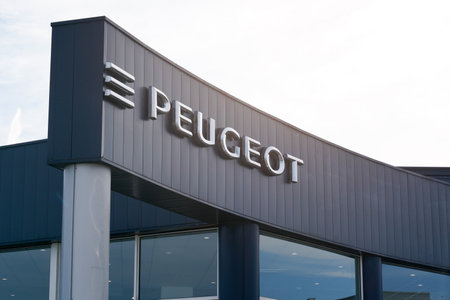 Bordeaux , Aquitaine / France - 10 27 2019 : Peugeot automobile dealership sign PSA group car manufacturers  store logo station brandのeditorial素材