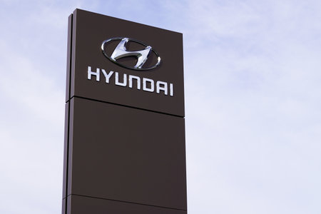 Bordeaux , Aquitaine / France - 10 27 2019 : Hyundai logo store Automobile Dealership Sign car shopのeditorial素材