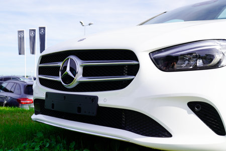 Bordeaux , Aquitaine / France - 10 27 2019 : mercedes benz car logo sign german automobiles dealership storeのeditorial素材