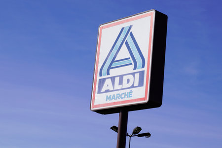 Bordeaux , Aquitaine / France - 10 27 2019 : Aldi market sign store superstore shop logo leading global discount supermarket chainのeditorial素材