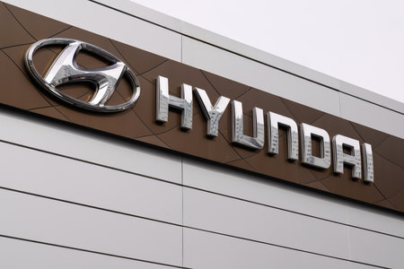 Bordeaux , Aquitaine / France - 10 14 2019 : Hyundai logo Automobile Dealership Sign store Motor Company South Korean multinational automotive manufacturerのeditorial素材