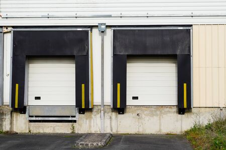 two loading docks Bay Doors at Distribution for trucks at warehouse