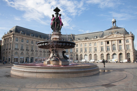 Bordeaux , Aquitaine / France - 10 30 2019 : Bordeaux Place de la Bourse famous square with fountain in Bordeaux city center Franceのeditorial素材