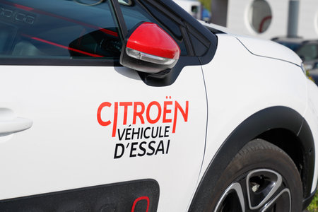 Bordeaux , Aquitaine / France - 10 30 2019 : citroen car for customer try in dealership  stickers on...